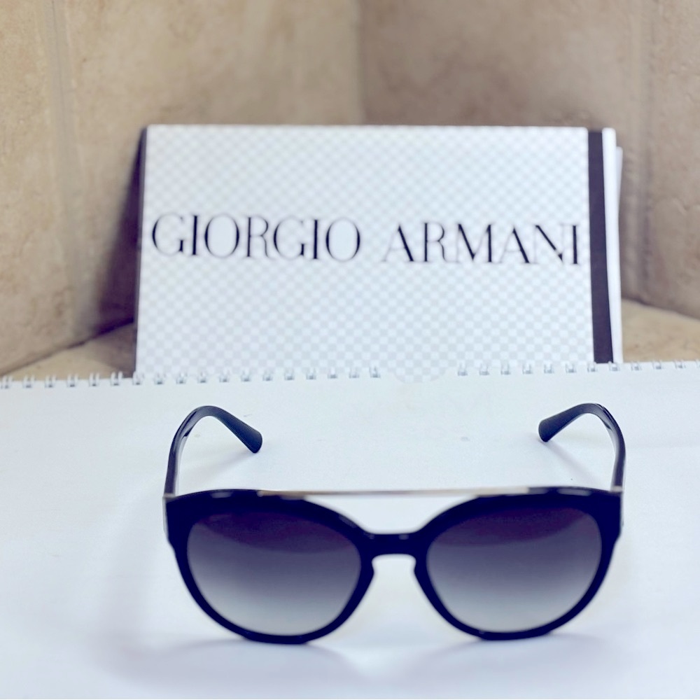 New Giorgio Armani 8086 5543/8G Double Bar Dark Blue Sunglasses. Unisex - Picture 2 of 15